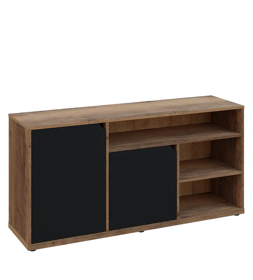 KU2-15DN3 L skříňka nízká 2-dveřová, nika, 740x1522x400, provedení levé, dub halifax cínový/černá